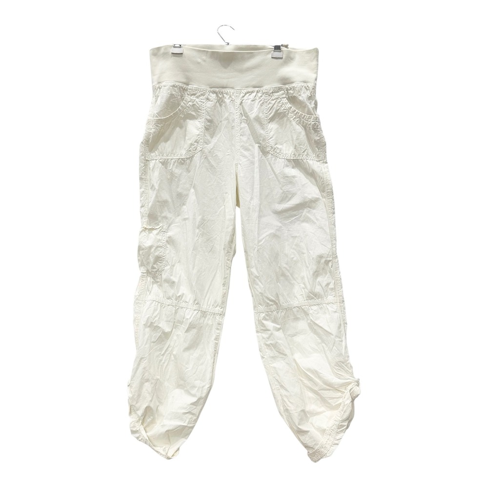 Urban Outfitters Womens L Parachute Off White Cargo Pants Elastic Waist Utility